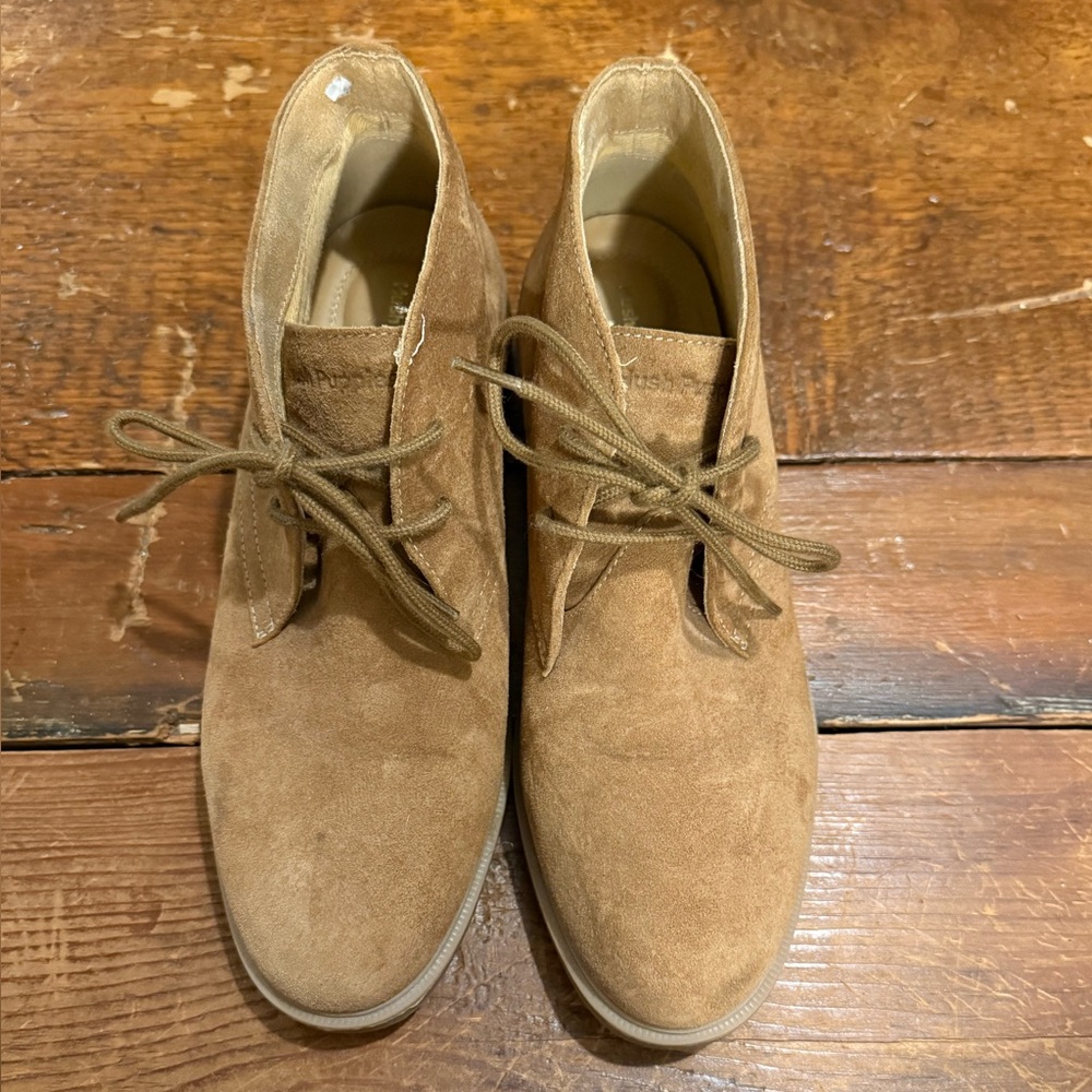 Hush Puppies Tan Suede Ankle Booties